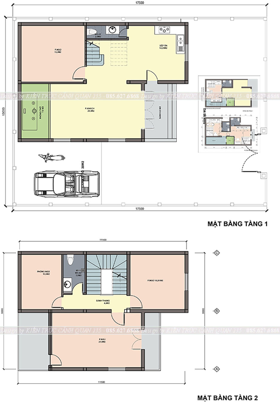 Biệt thự 2 tầng 4 phòng ngủ 90m2