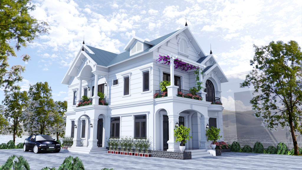Biệt thự 2 tầng mái thái mặt tiền 9.5m