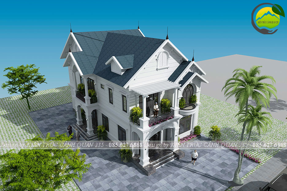 Biệt thự 2 tầng mái thái mặt tiền 9.5m