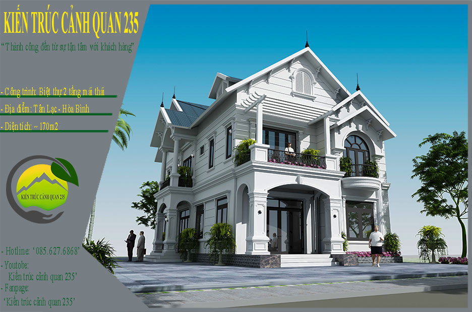 Biệt thự 2 tầng mái thái mặt tiền 9.5m