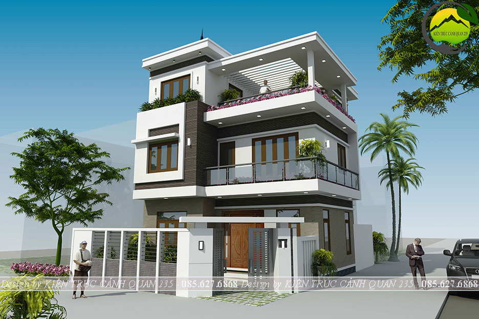 Biệt thự 3 tầng hiện đại mái nhật 90m2