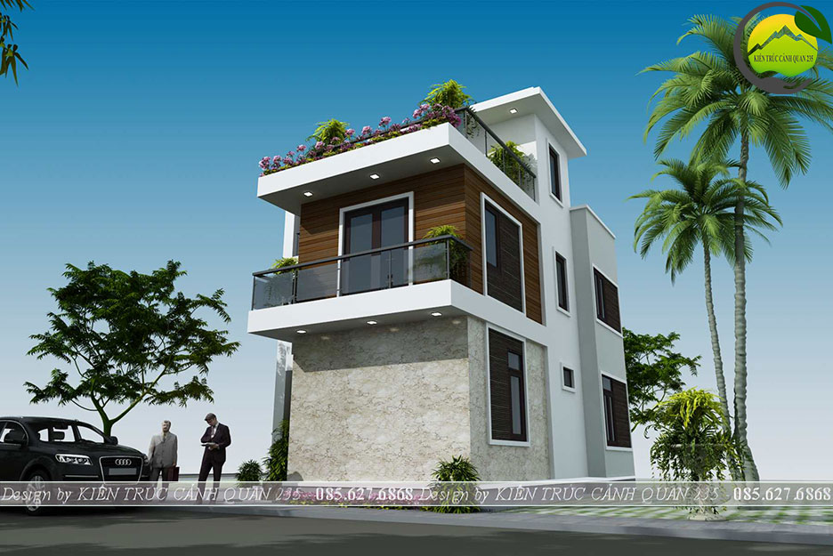 Biệt thự hiện đại 3 tầng chữ L 80m2