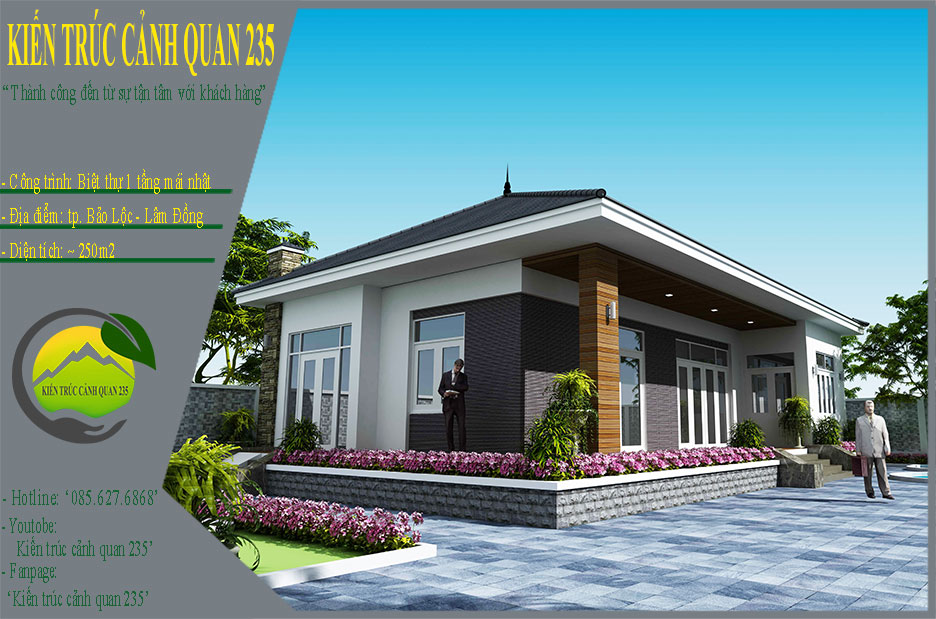 Biệt thự sân vườn 1 tầng 250m2 tại Lâm Đồng