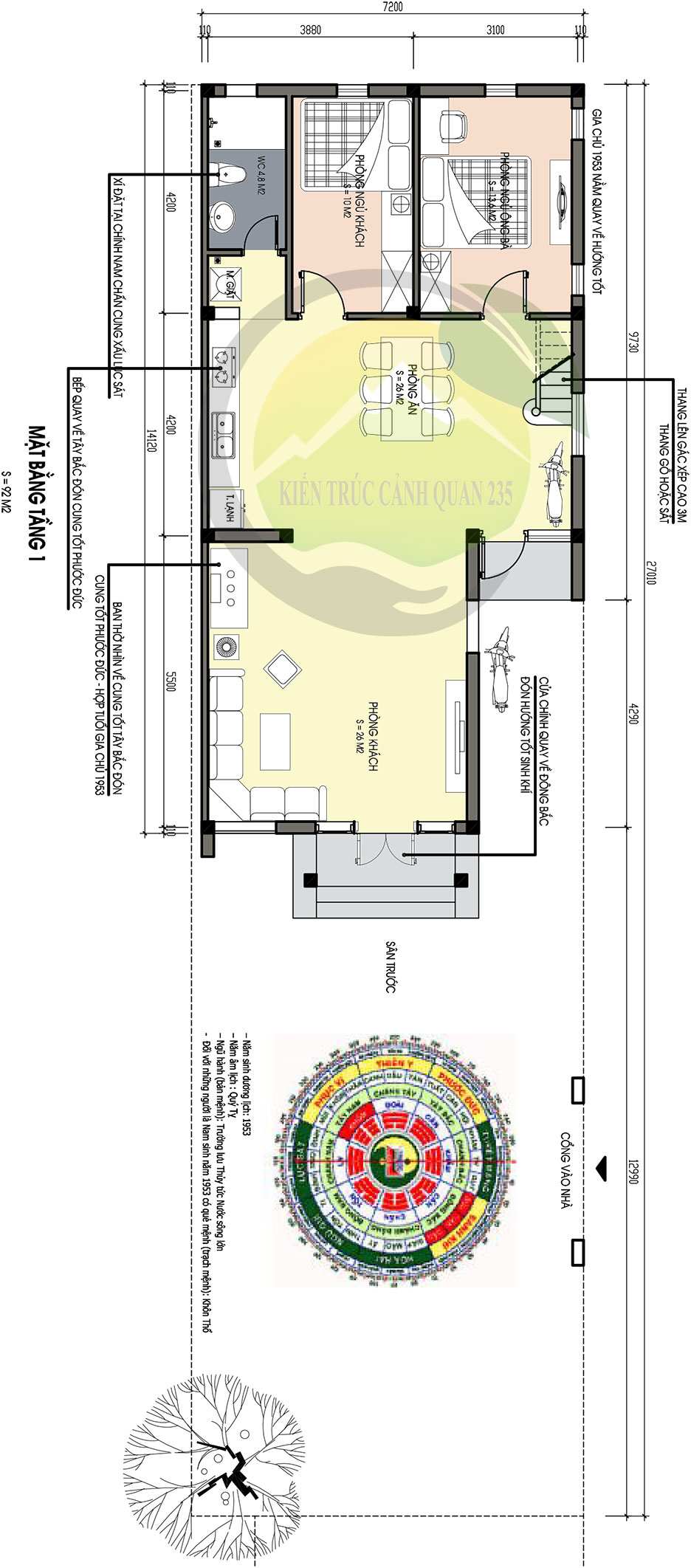 Nhà vườn 1 tầng mái thái 2 phòng ngủ 100m2
