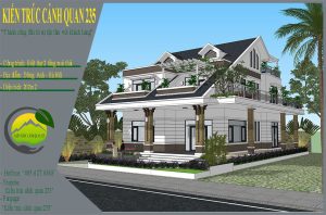 Biệt thự 2 tầng mái thái của anh Thanh diện tích 14,8x13,7m