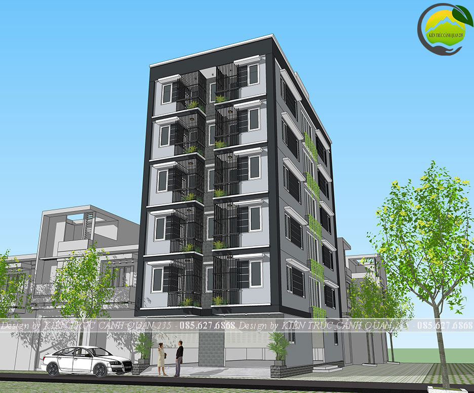 Thiết kế chung cư mini 6 tầng hiện đại cho thuê trọ 132m2 tại hà nội