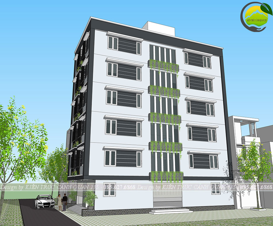 Thiết kế chung cư mini 6 tầng hiện đại cho thuê trọ 132m2 tại hà nội
