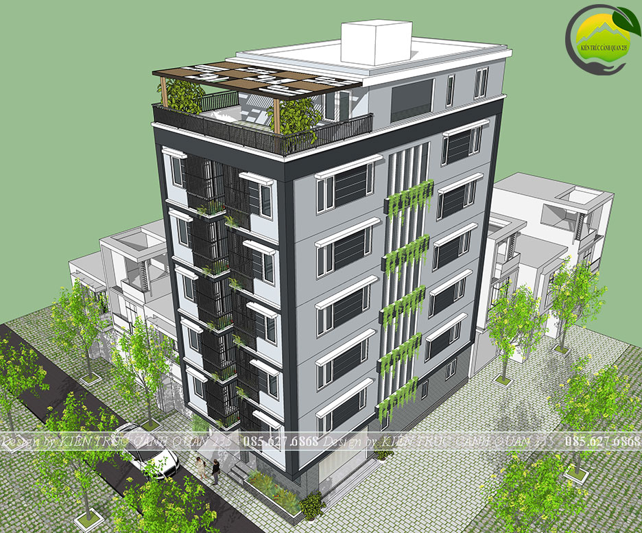 Thiết kế chung cư mini 6 tầng hiện đại cho thuê trọ 132m2 tại hà nội
