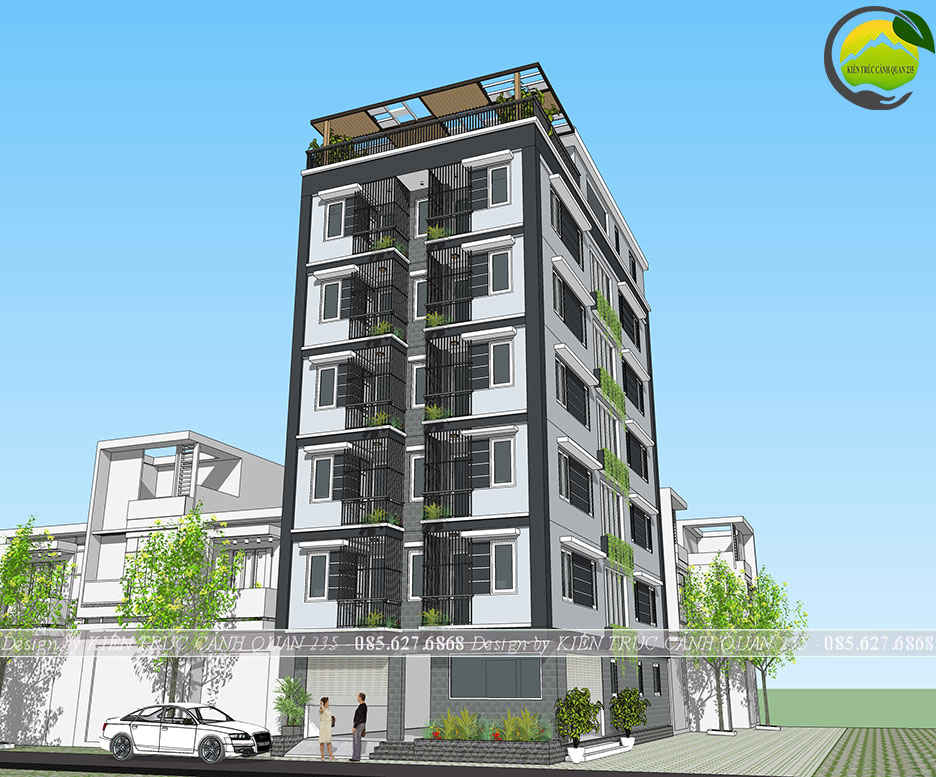 Thiết kế chung cư mini 6 tầng hiện đại cho thuê trọ 132m2 tại hà nội