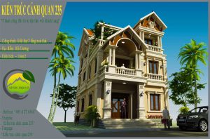 Mẫu biệt thự 3 tầng tân cổ điển mái thái diện tích 8x14,5m tại hải dương