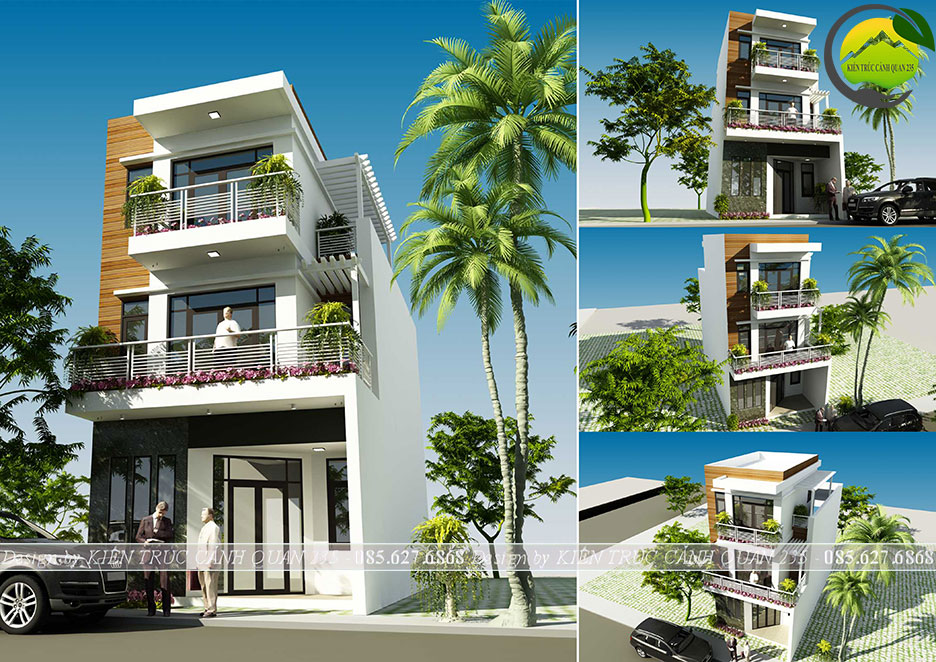 Mẫu nhà phố 3 tầng 3 phòng ngủ mặt tiền 6m tại Hà Nội