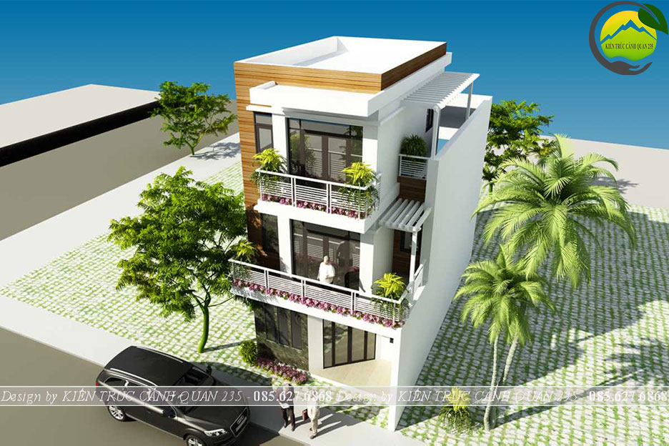 Mẫu nhà phố 3 tầng 3 phòng ngủ mặt tiền 6m tại Hà Nội