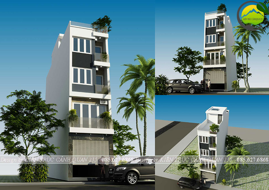 Mẫu nhà phố 4 tầng 1 tum rộng 54m2 mặt tiền 3,7m kết hợp kinh doanh