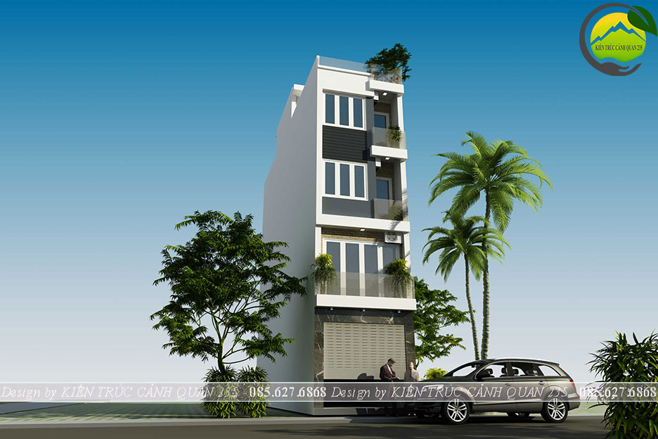 Mẫu nhà phố 4 tầng 1 tum rộng 54m2 mặt tiền 3,7m kết hợp kinh doanh