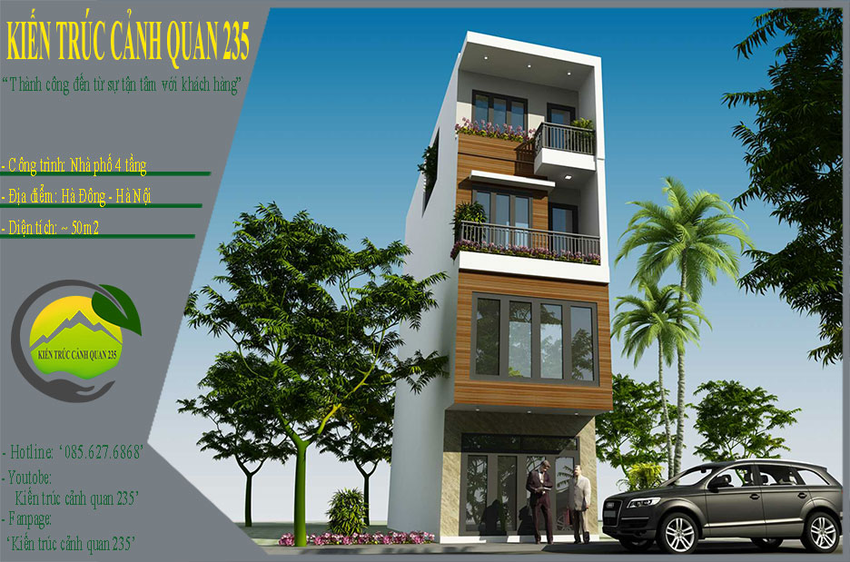 Mẫu nhà phố 4 tầng 4m hiện đại tại Hà Nội