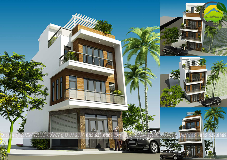 Mẫu nhà phố hiện đại 3 tầng 1 tum mặt tiền 6m tại Hà Nội