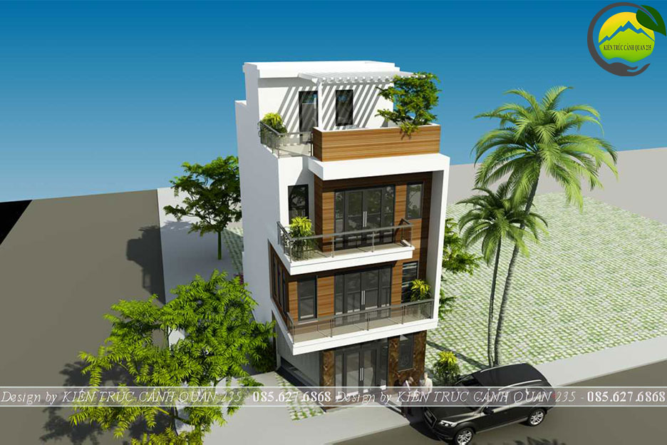 Mẫu nhà phố hiện đại 3 tầng 1 tum mặt tiền 6m tại Hà Nội