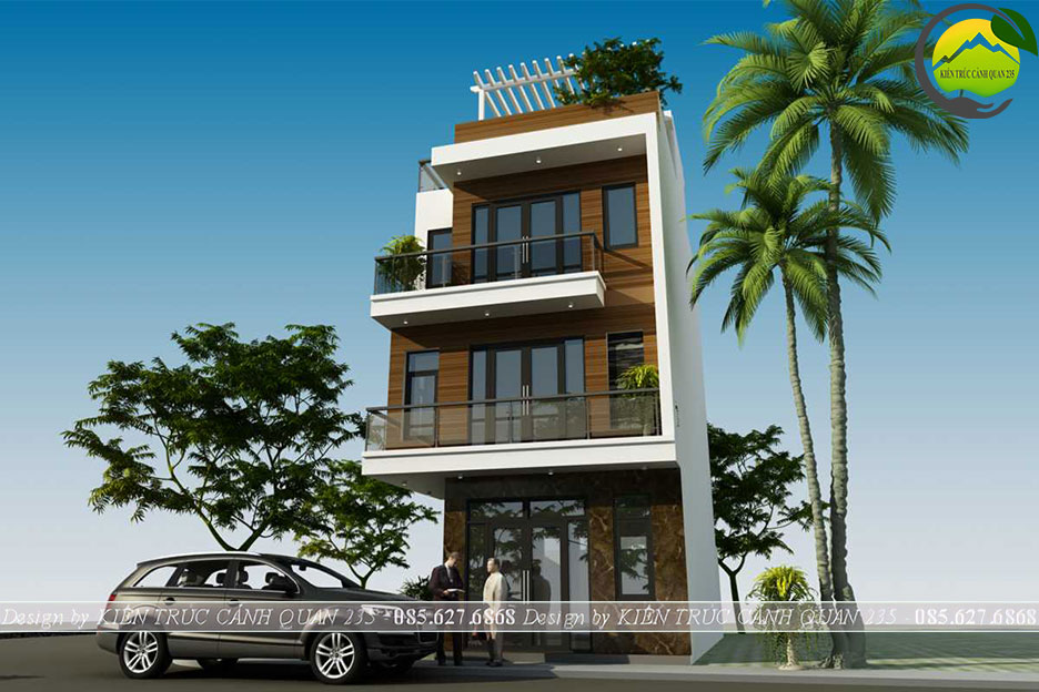 Mẫu nhà phố hiện đại 3 tầng 1 tum mặt tiền 6m tại Hà Nội