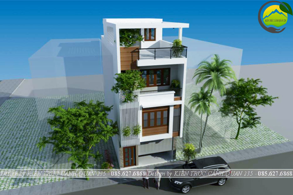 Mẫu nhà phố hiện đại 3 tầng có gara 5,5x13m tại Hà Nội