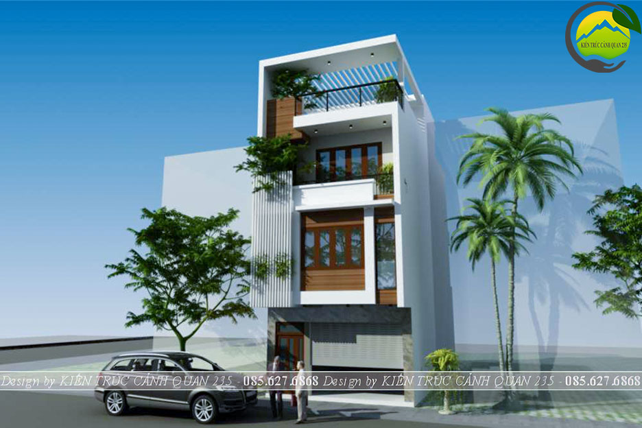 Mẫu nhà phố hiện đại 3 tầng có gara 5,5x13m tại Hà Nội