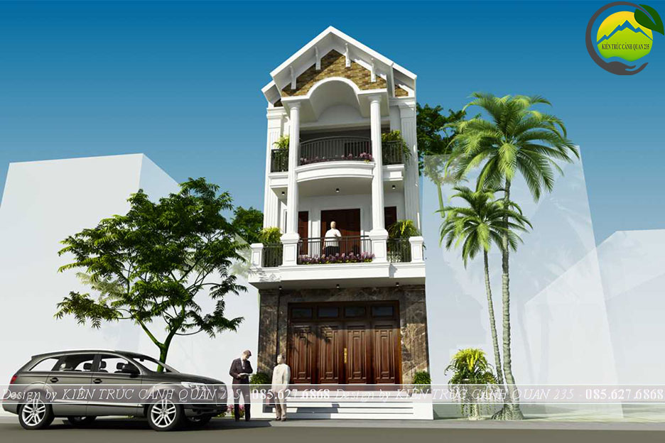 Mẫu nhà phố mái thái 3 tầng bán cổ điển 5,5x14m tại hà nội