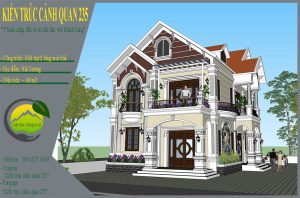 Mẫu thiết kế biệt thự 2 tầng mái thái mặt tiền 8m tại hải dương