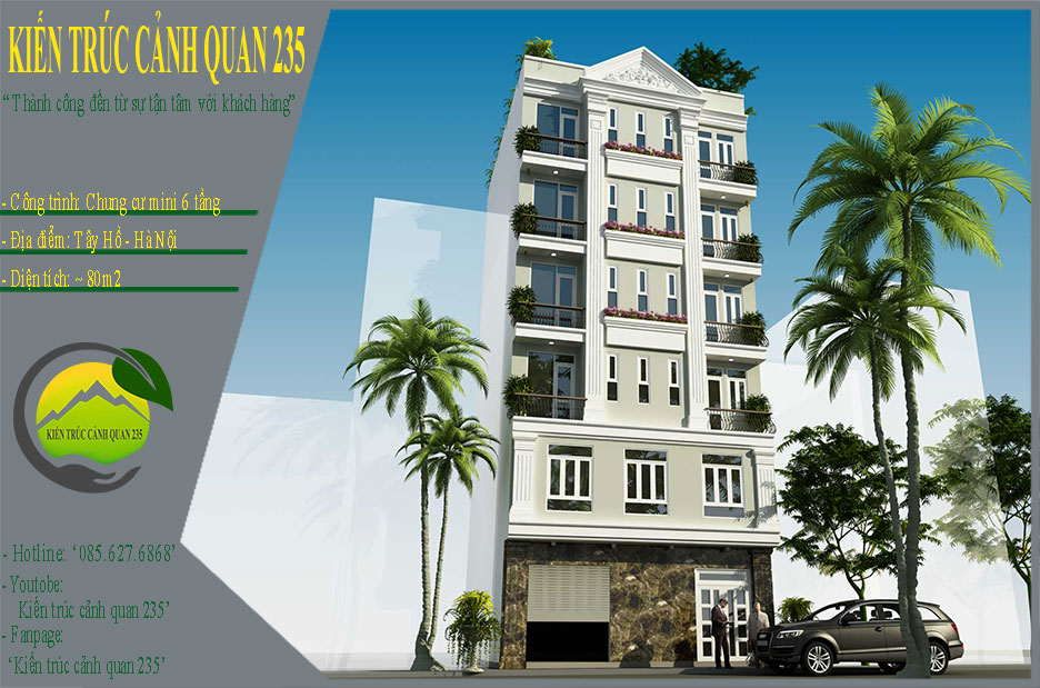 Mẫu thiết kế chung cư mini 6 tầng hiện đại 8x12m 13 phòng tại hà nội