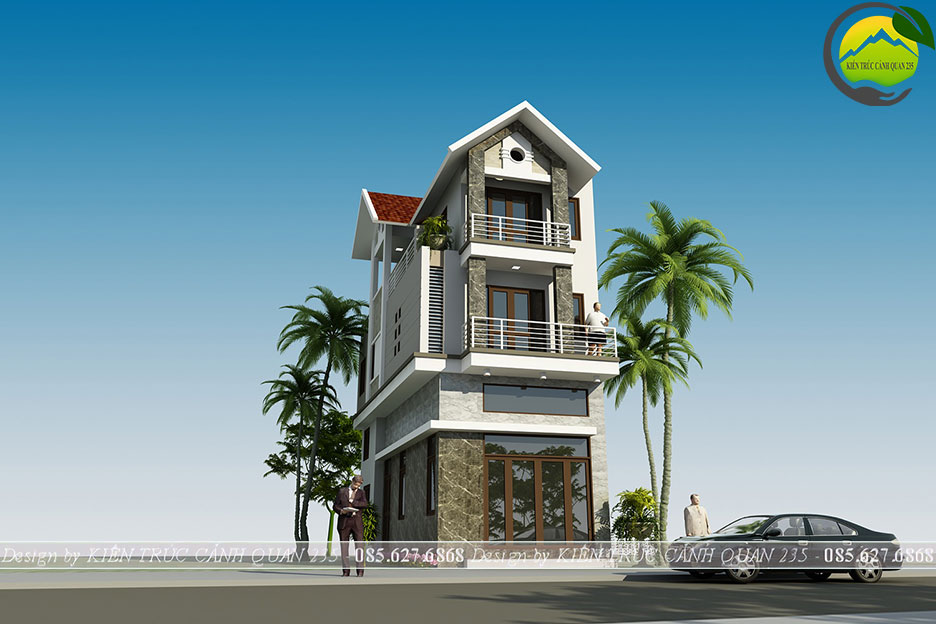 Nhà phố 3 tầng có gác lửng mái thái 4x11m tại Hà nội