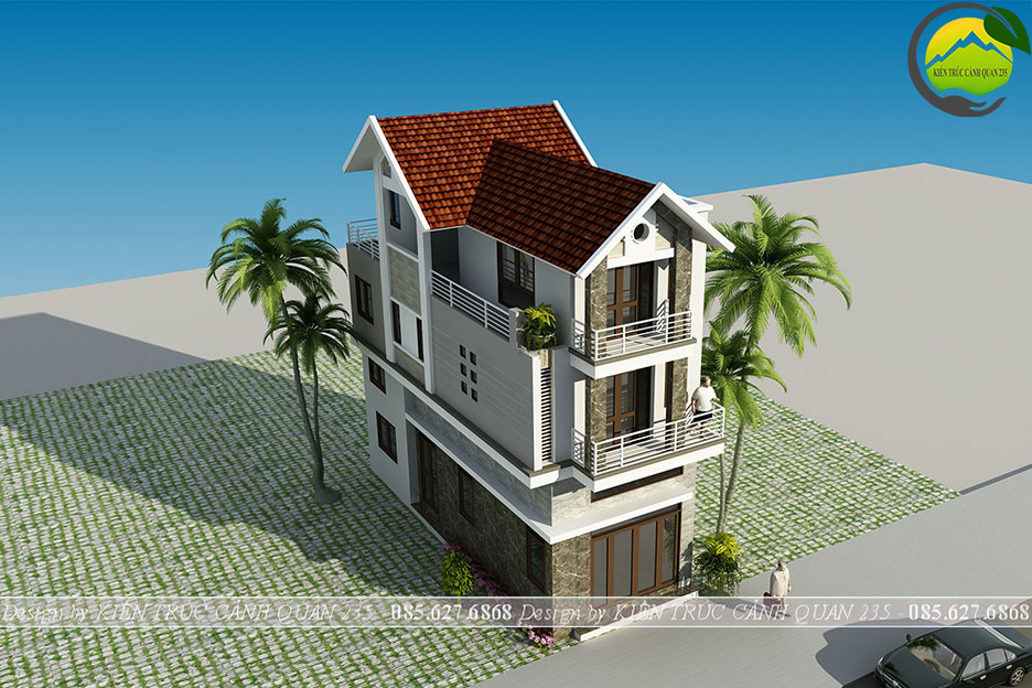 Nhà phố 3 tầng có gác lửng mái thái 4x11m tại Hà nội