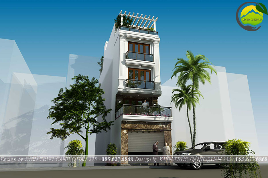 Thiết kế nhà phố 5 tầng 1 tum hiện đại 4,5x20m tại Hà Nội