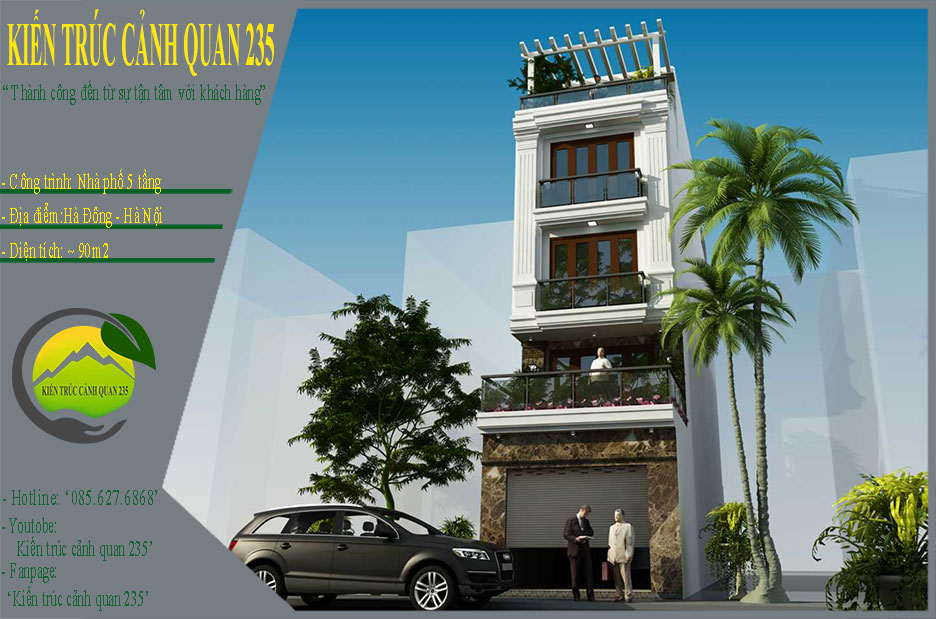 Thiết kế nhà phố 5 tầng 1 tum hiện đại 4,5x20m tại Hà Nội