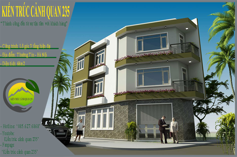 Nhà phố lô góc 3 tầng hiện đại 68m2 tại Thường Tín