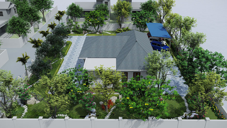 Nhà vườn đẹp ở nông thôn