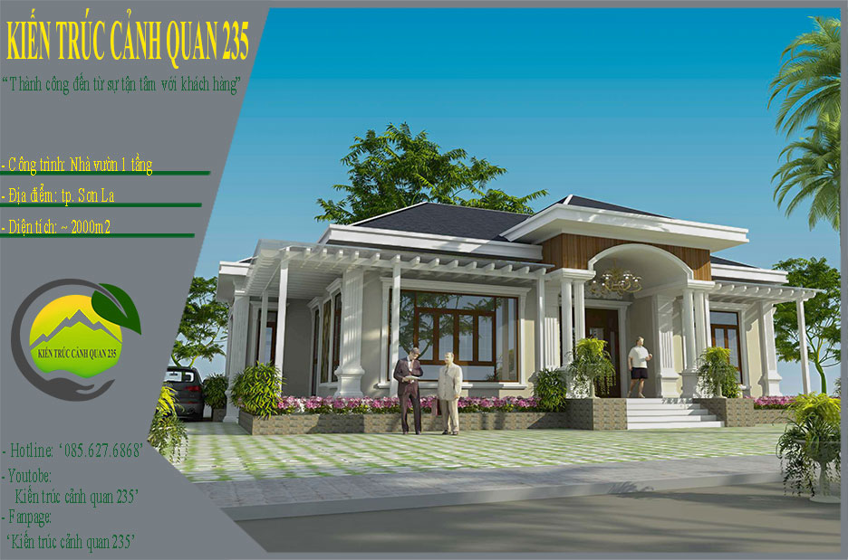 Thiết kế biệt thự nhà vườn đẹp 1 tầng tại sơn la