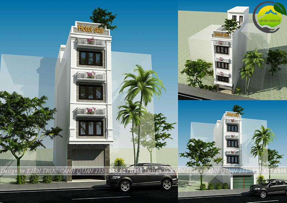 Thiết kế nhà nghỉ 4,5 tầng 80m2 tại Hà Nội