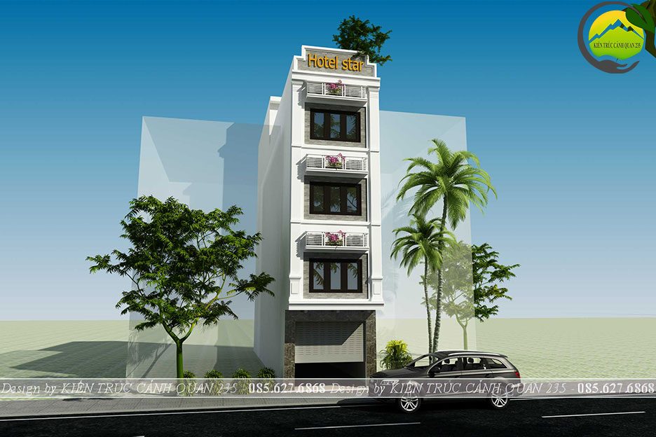 Thiết kế nhà nghỉ 4,5 tầng 80m2 tại Hà Nội
