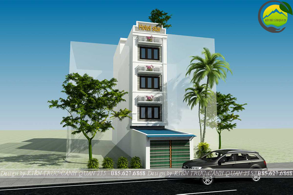 Thiết kế nhà nghỉ 4,5 tầng 80m2 tại Hà Nội