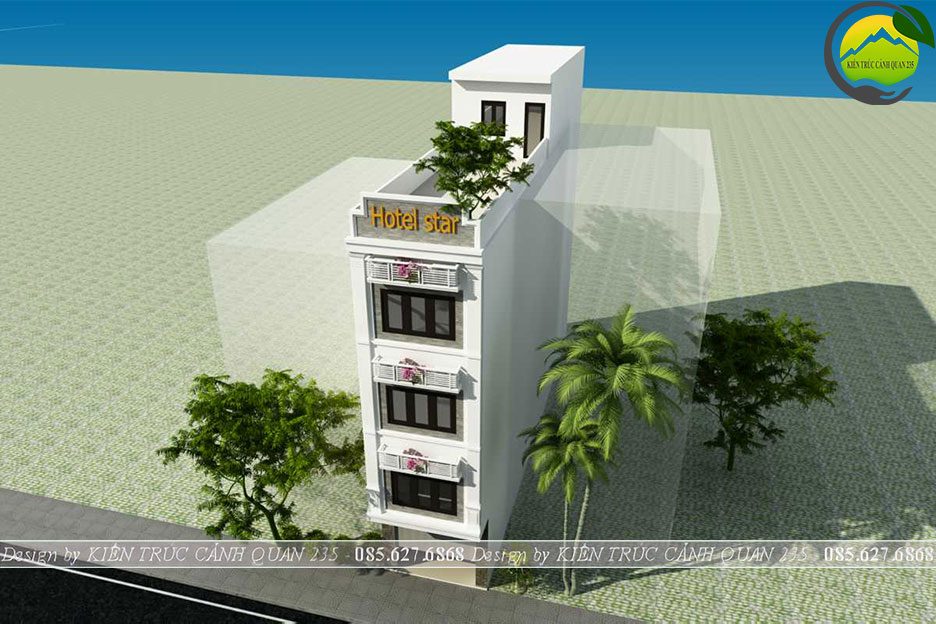 Thiết kế nhà nghỉ 4,5 tầng 80m2 tại Hà Nội