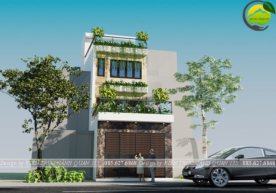 Thiết kế nhà phố 4 tầng hiện đại 84m2 mặt tiền 6m