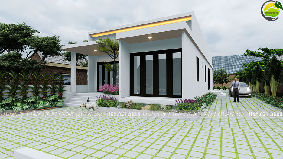 thiết kế biệt thự 1 tầng hiện đại