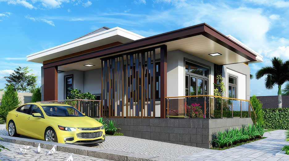 Biệt thự 1 tầng mái bằng