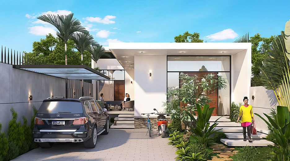 biệt thự 1 tầng 3 phòng ngủ