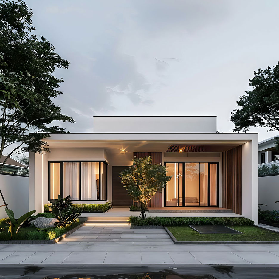 thiết kế biệt thự 1 tầng hiện đại
