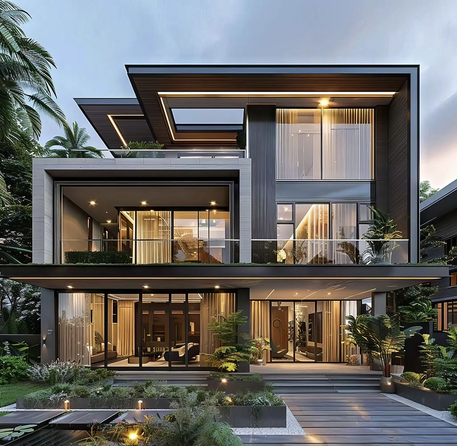 Biệt thự 2 tầng mái bằng
