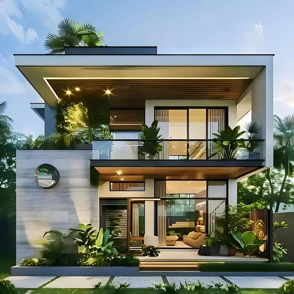 Biệt thự 2 tầng mái bằng