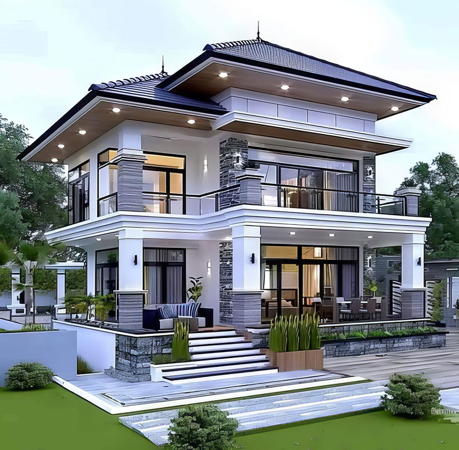 biệt thự 2 tầng mái nhật