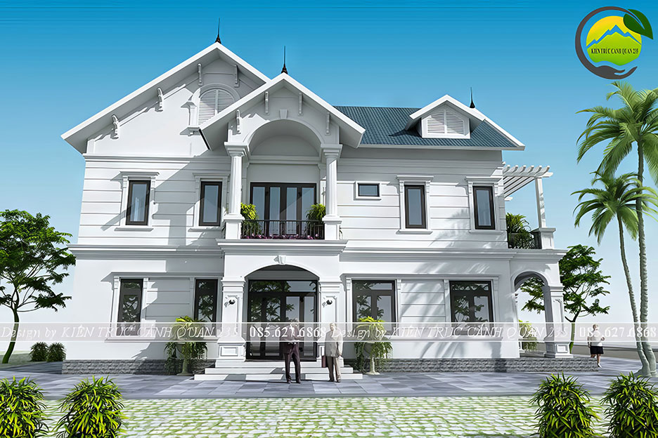thiết kế biệt thự 2 tầng mái thái