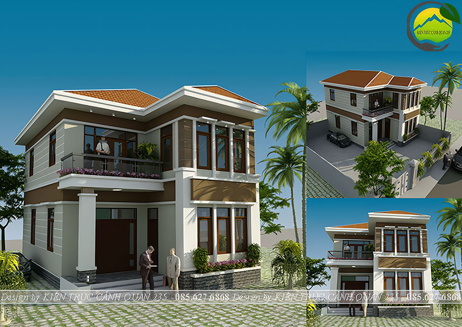 Mẫu biệt thự 2 tầng ở nông thôn đẹp