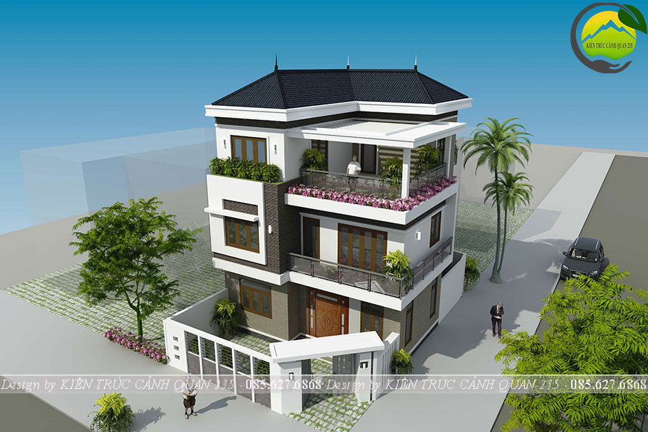 biệt thự 3 tầng mái nhật