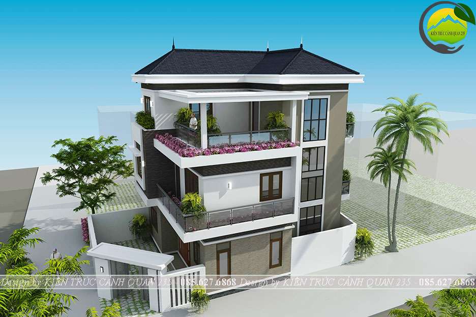 biệt thự 3 tầng mái nhật